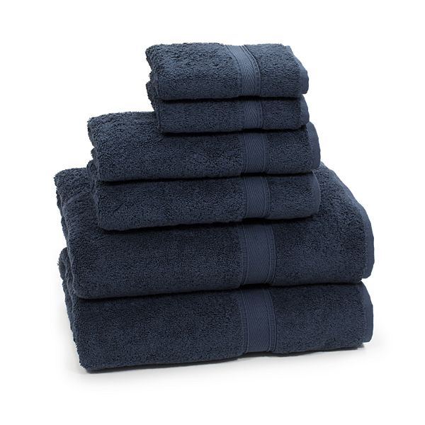 6pc Sinemis Bath Towel Set Navy - Linum Home Textiles: Luxury Dobby Weave, 100% Heavyweight