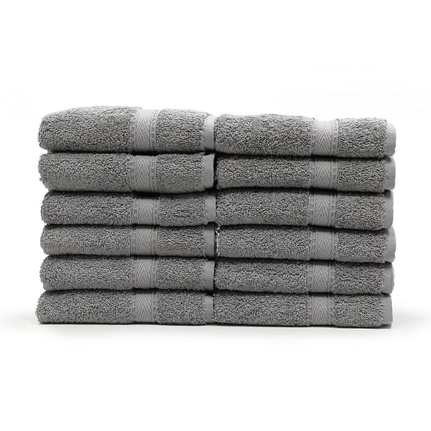 Terry WashCloth Towels, Black, Set of 12