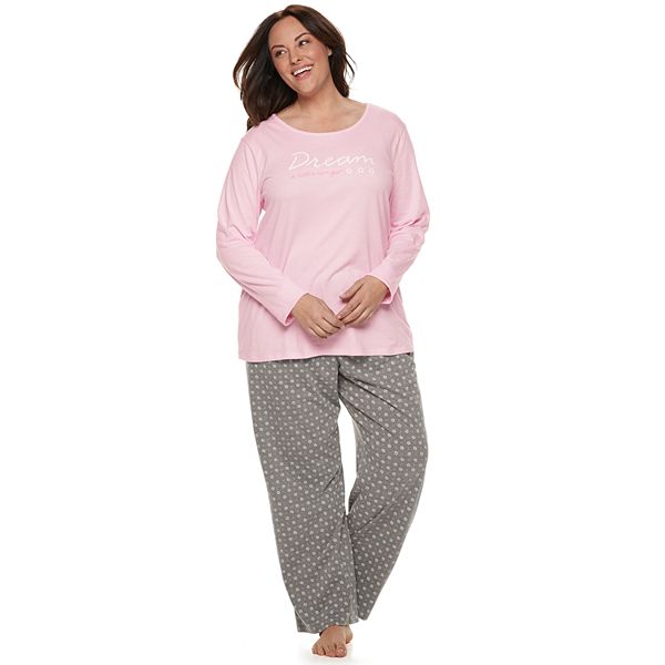 Plus Size Croft & Barrow® Valentine's Day Graphic Tee & Pajama Pants Set