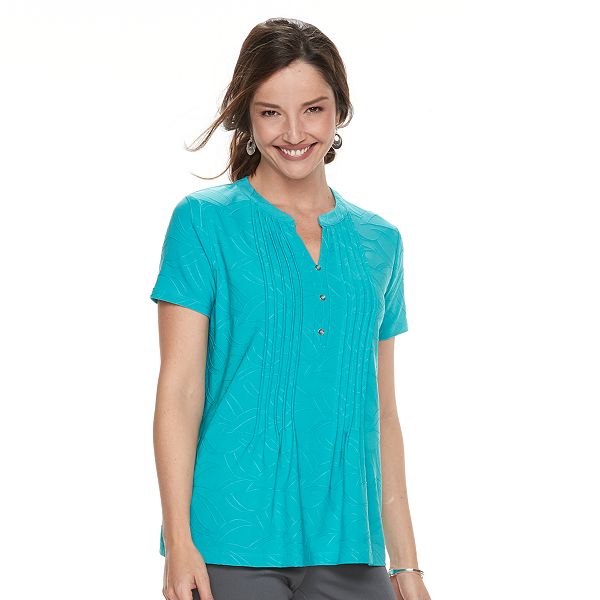 Women's Croft & Barrow® Jacquard Pintuck Henley Top