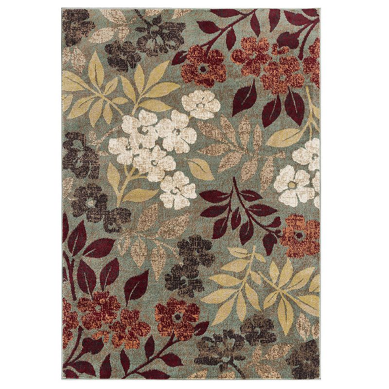 Kalea Transitional Floral Rug, Green, 8X10 Ft