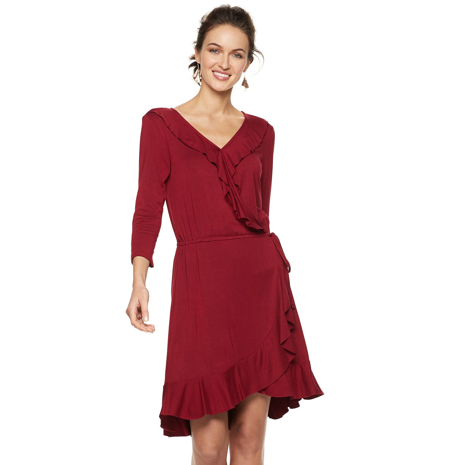 nina leonard faux wrap dress