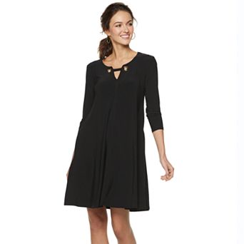 Women's Nina Leonard Embellished Keyhole Swing Dress