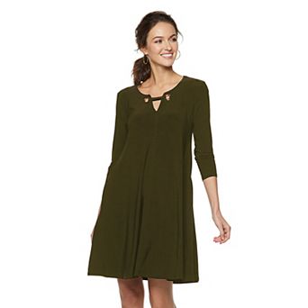 Women's Nina Leonard Embellished Keyhole Swing Dress