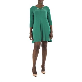 Women's Nina Leonard Embellished Keyhole Swing Dress