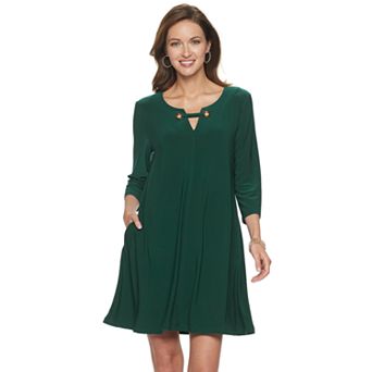 Women's Nina Leonard Embellished Keyhole Swing Dress