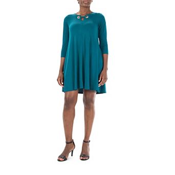 Women's Nina Leonard Embellished Keyhole Swing Dress