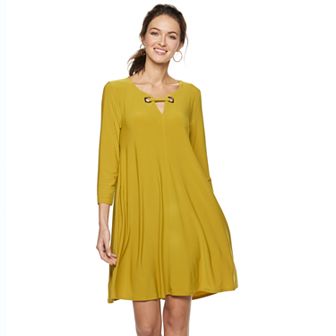 Women's Nina Leonard Embellished Keyhole Swing Dress