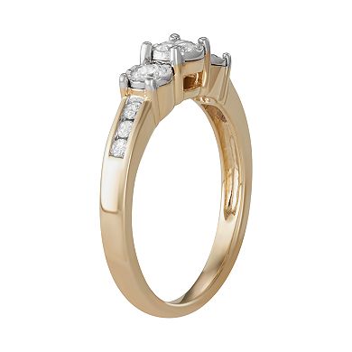 10k Gold 1/2 Carat T.W. Diamond 3-Stone Ring