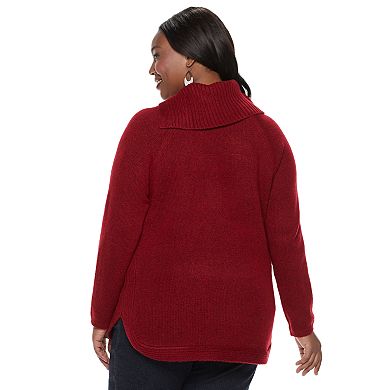 Plus Size Croft & Barrow ® Cable Knit Splitneck Sweater