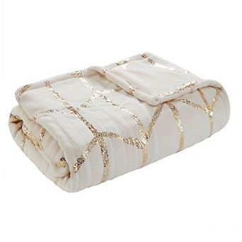 Sleep Philosophy Khloe Metallic Print Electric Heated Throw Blanket