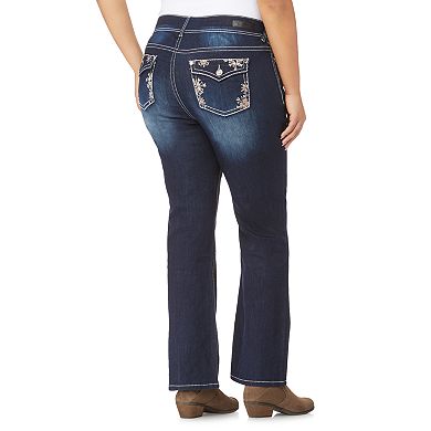 Juniors' Plus Size WallFlower Midrise Curvy Bling Bootcut Jeans