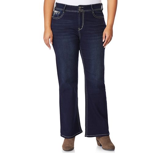 Juniors' Plus Size WallFlower Midrise Luscious Curvy Bling Bootcut Jeans