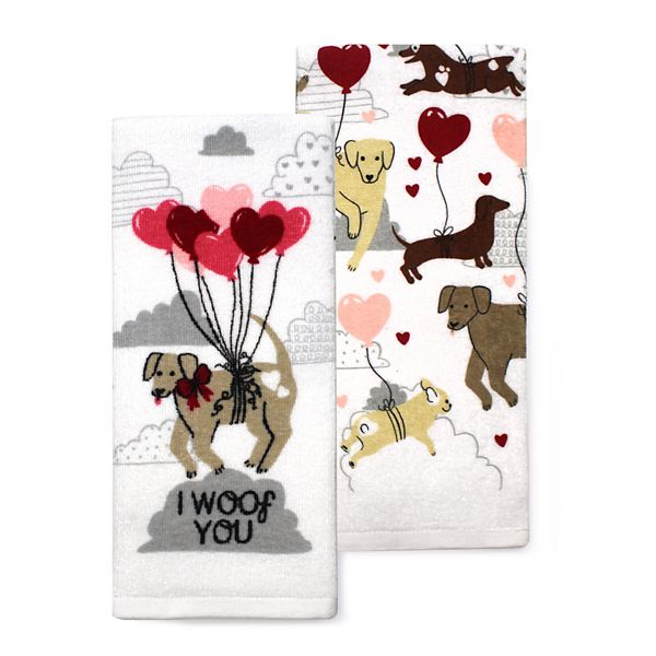 I Woof You Heart Valentine's Day Kitchen Towels