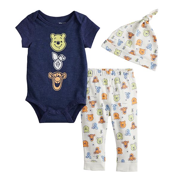 Disney's Winnie The Pooh Baby Graphic Bodysuit, Printed Pants & Hat Set ...