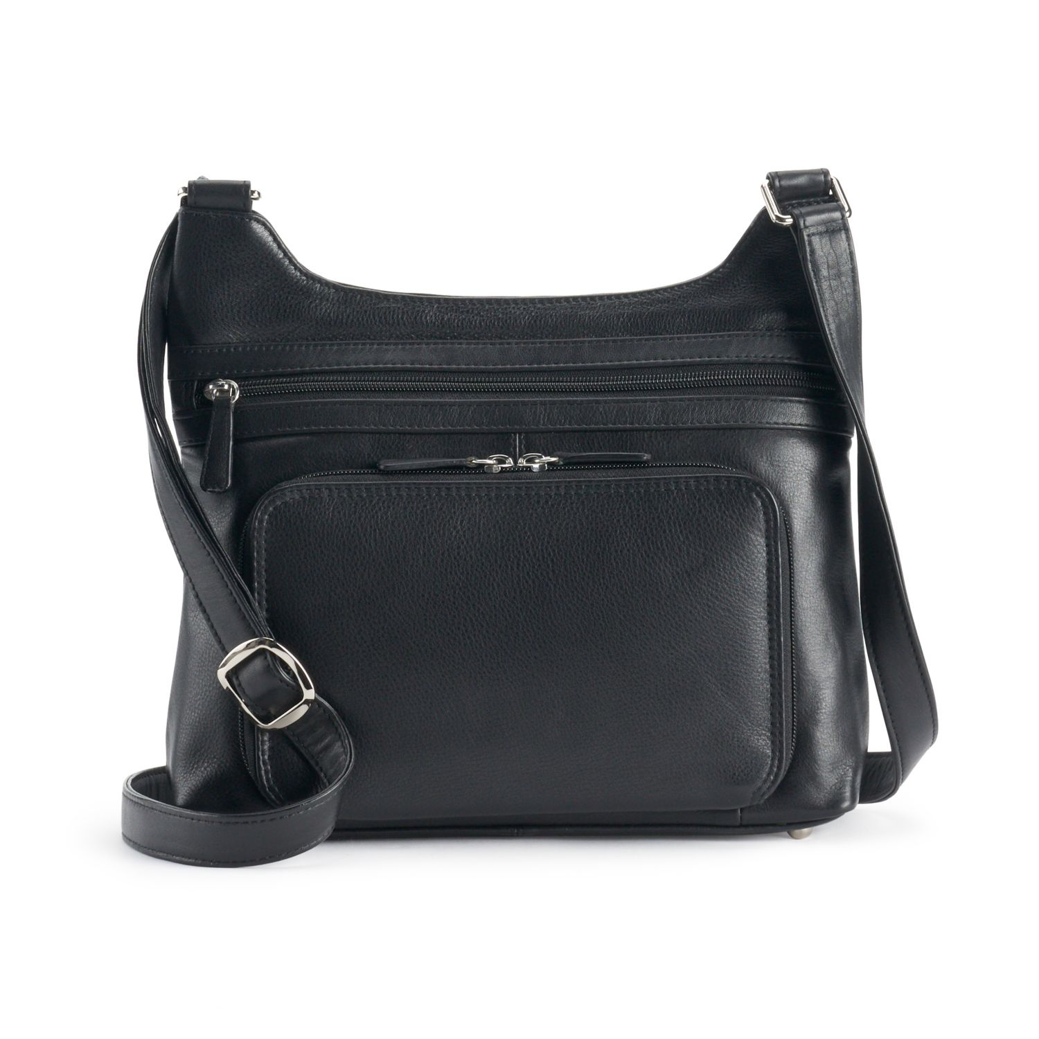 black leather crossbody hobo bag