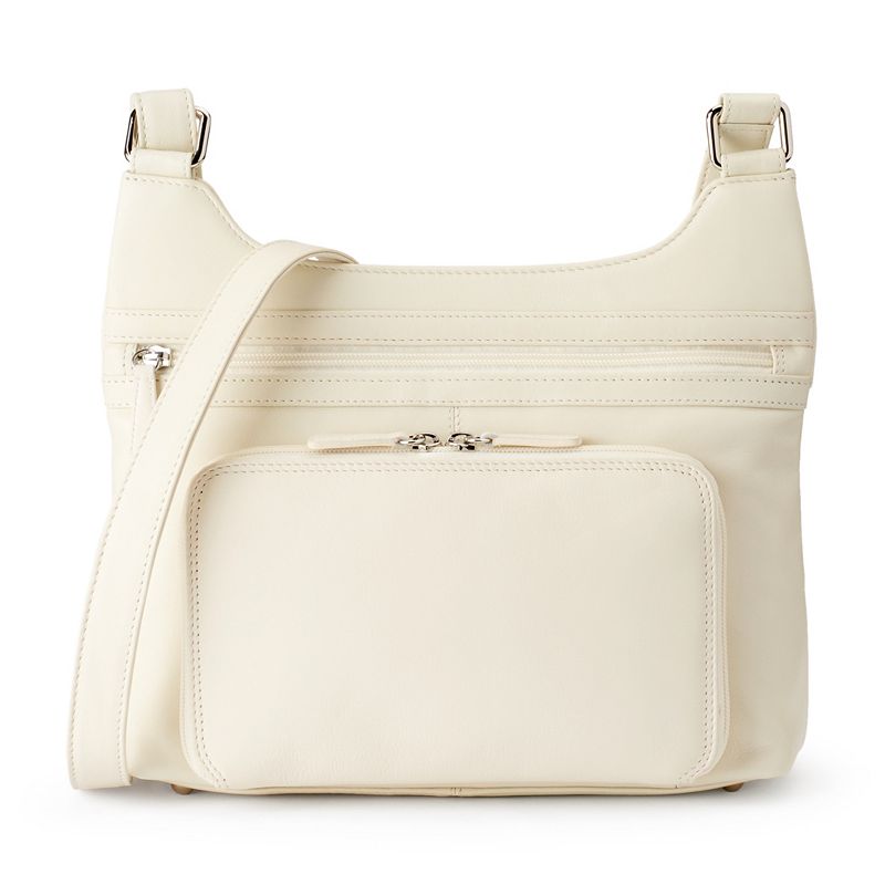 ili Leather Crossbody Hobo Organizer, Beig/Green