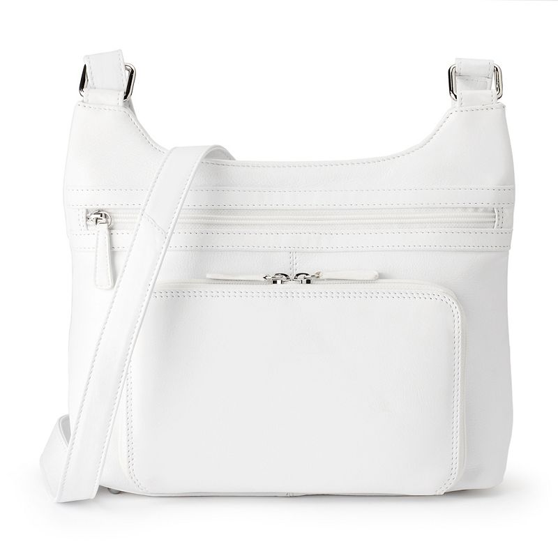 ili Leather Crossbody Hobo Organizer, White
