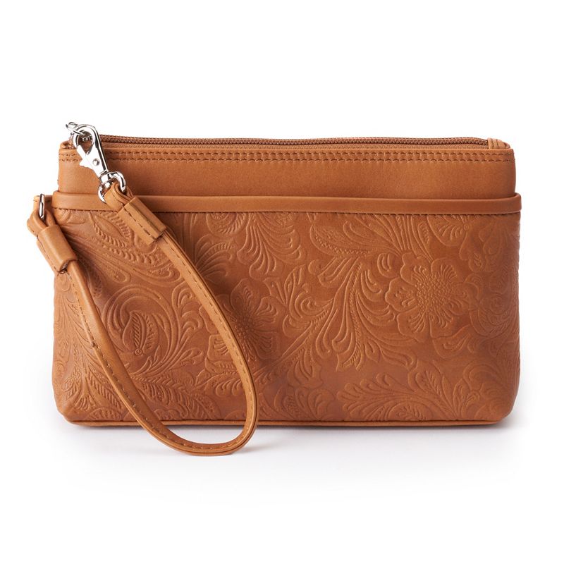 ili Cheyenne Leather Wristlet, Brown