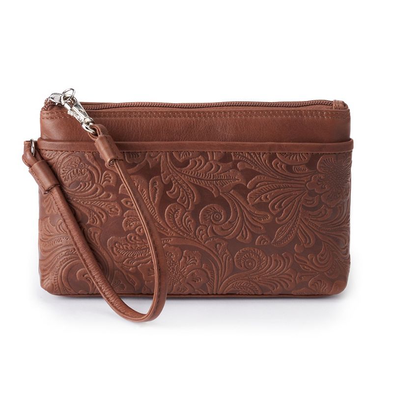 ili Cheyenne Leather Wristlet, Brown