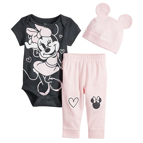 Disney's Minnie Mouse Baby Girl Bodysuit, Pants & Hat Set by Jumping Beans®