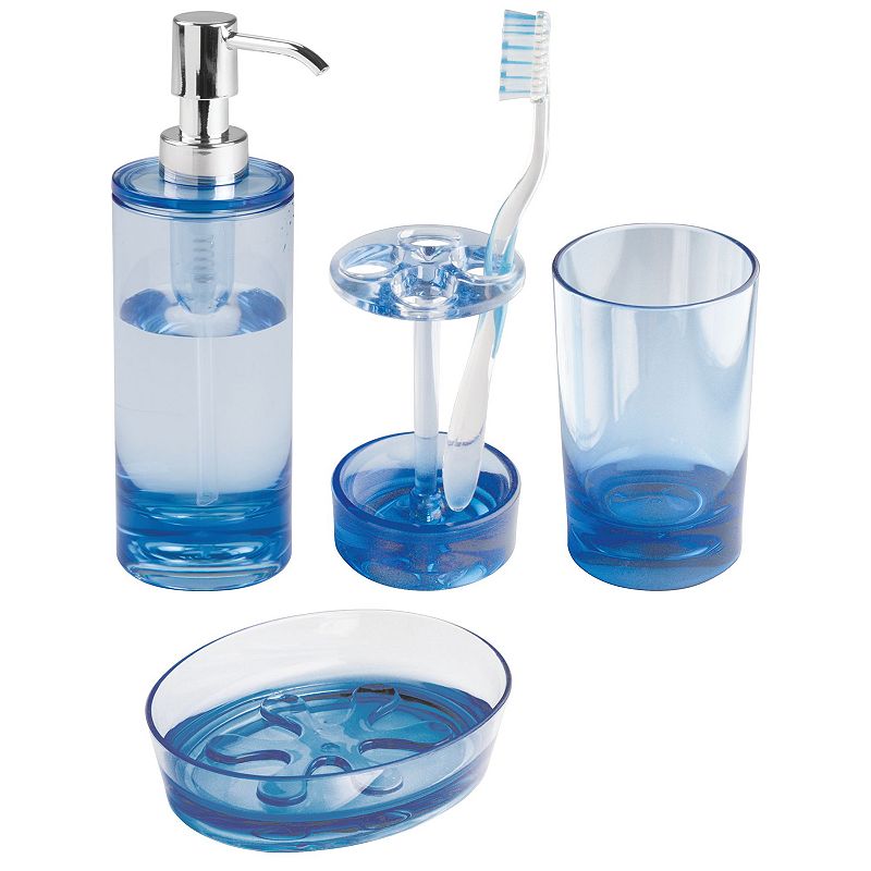 UPC 081492025603 product image for Interdesign Eva 4-Piece Bathroom Counter Accessory Set, Blue | upcitemdb.com