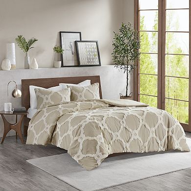 Madison Park Nollie Cotton Chenille Geometric 3-piece Comforter Set