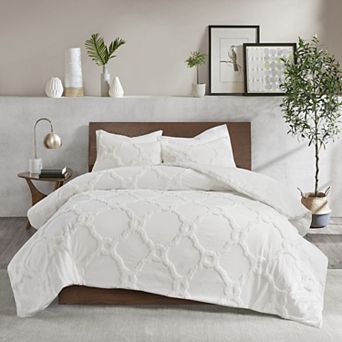 Madison Park Nollie Chenille Cotton Geometric 3 pc Comforter Set