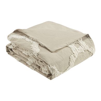 Madison Park Nollie Cotton Chenille Geometric 3-piece Duvet Cover Set