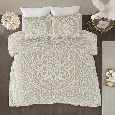 Madison Park Virginia 3-piece Cotton Chenille Medallion Duvet Cover Set