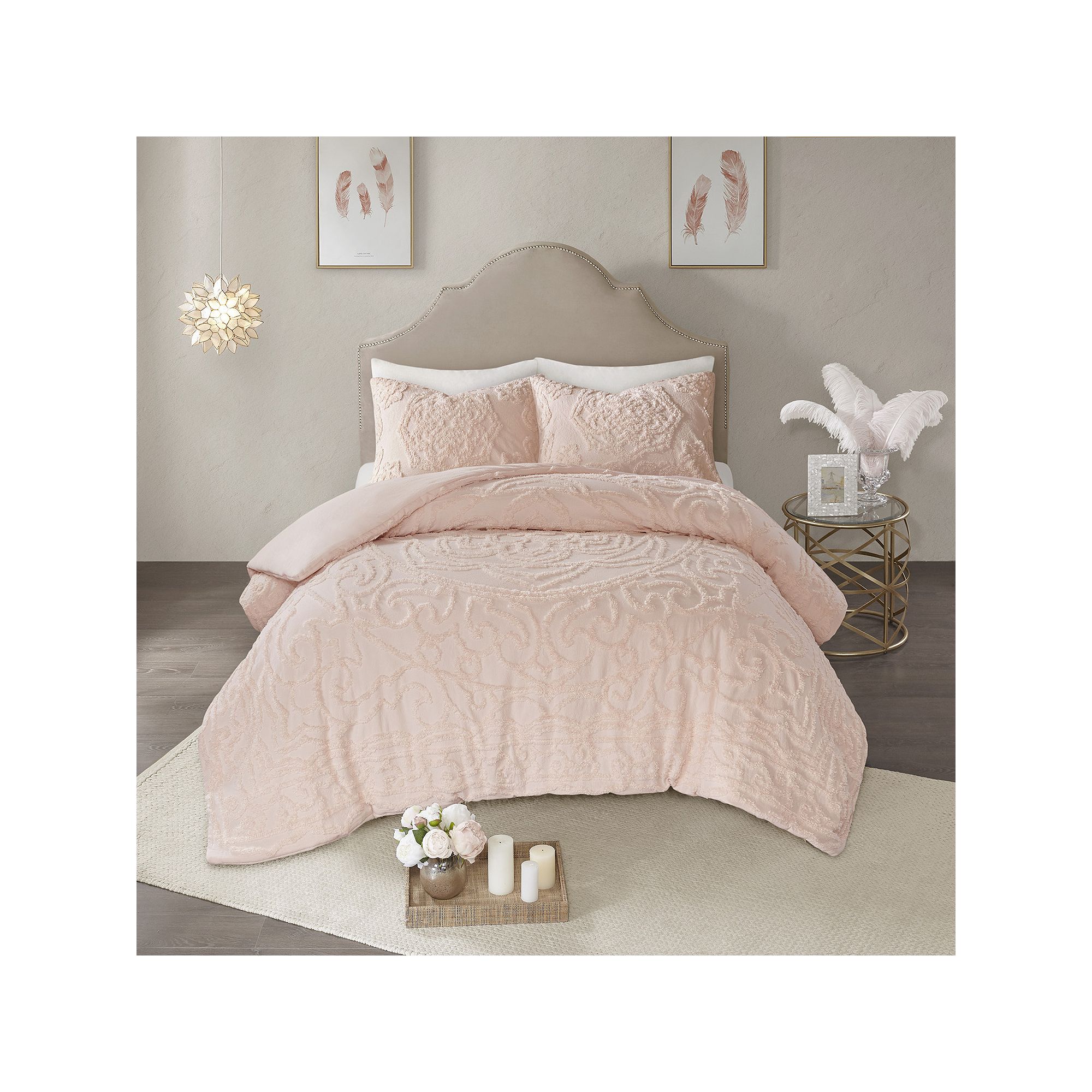 Madison Park Virginia 3-piece Cotton Chenille Medallion Duvet Cover Set, Bl