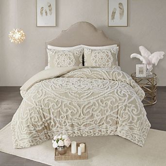 Madison Park Virginia 3 pc Cotton Chenille Medallion Duvet Cover Set