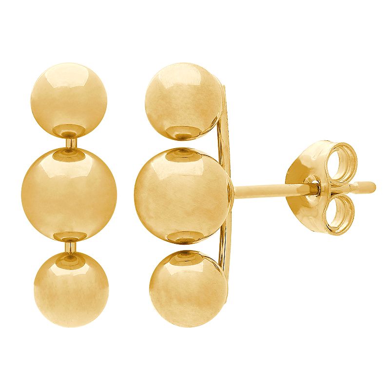 Everlasting Gold 14k Gold Multi-Ball Stud Earrings, Womens, Yellow