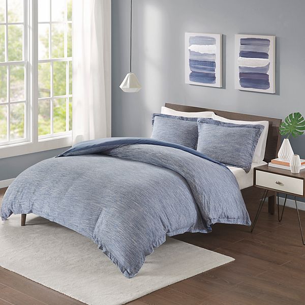 Urban Habitat Space Dyed Melange Cotton Jersey Knit Duvet Cover Set