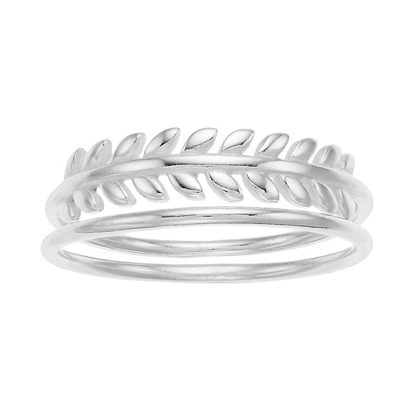 Love This Life Sterling Silver Leaf Ring Set