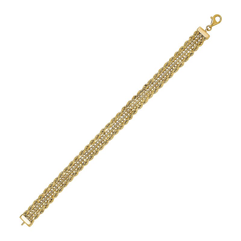 10k Gold Rope Chain Bracelet, Womens, Size: 7.5, Yellow