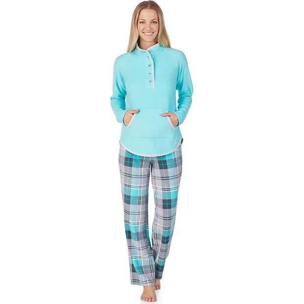 Snuggle Fleece Plaid Pajamas - Aqua 1X