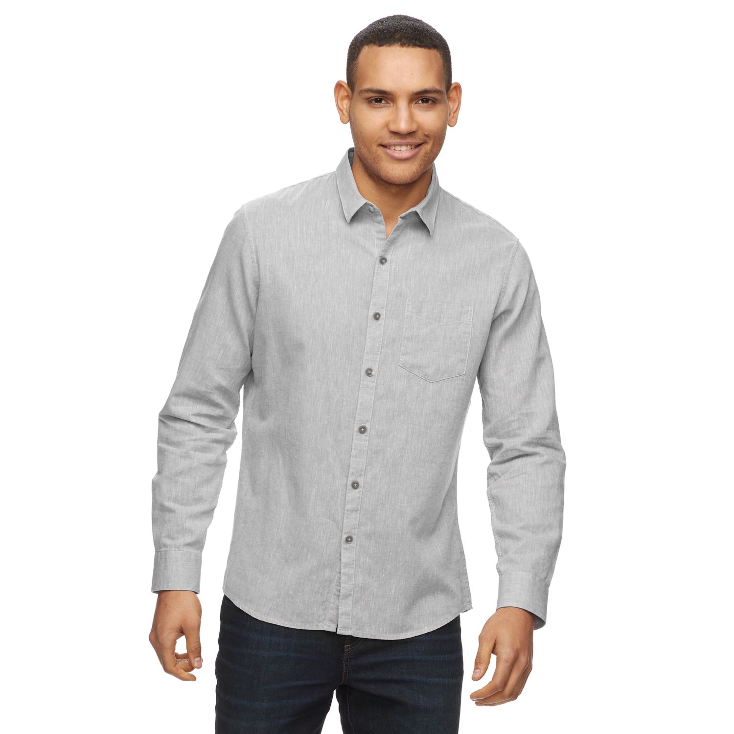 Men's Marc Anthony Luxury + Slim-Fit Linen Blend Button Front Shirt