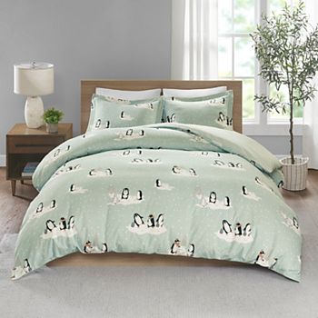 True North By Sleep Philosophy Cozy Flannel Penguin 3 Piece Duvet