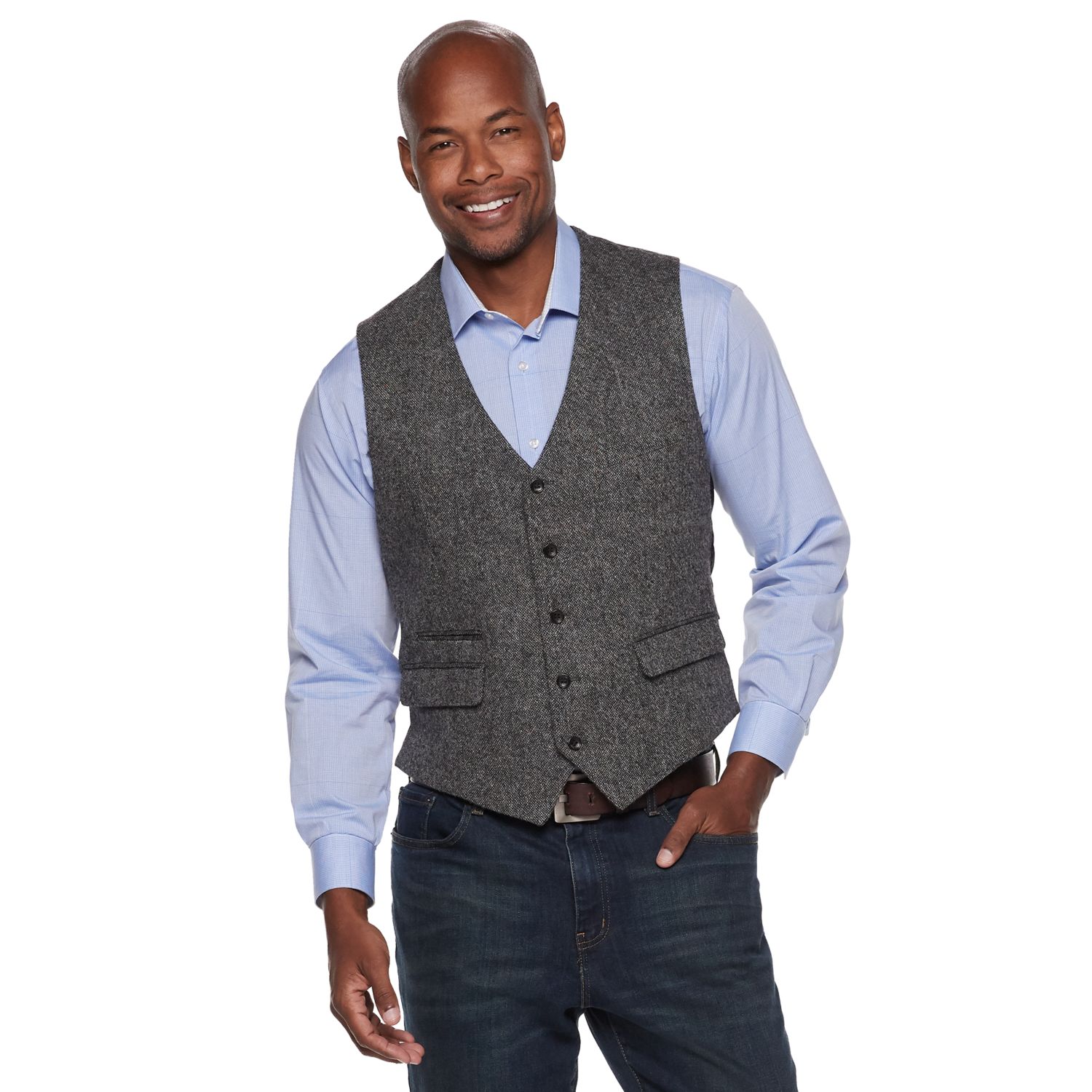 mens casual vest with jeans