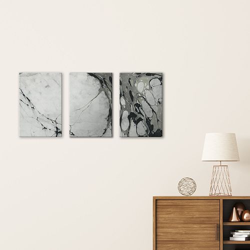 Artissimo Black White Marble Canvas Wall Art 3 Piece Set