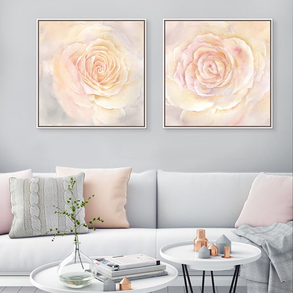 Artissimo Blush Rose Iii Framed Canvas Wall Art 2 Piece Set