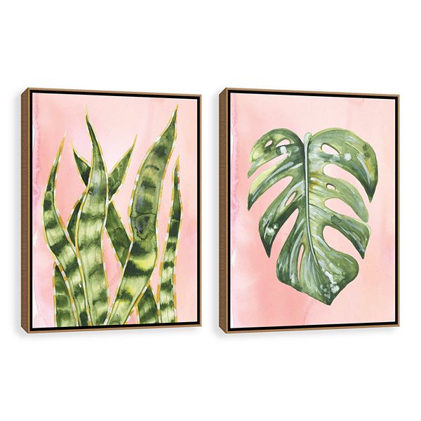 Artissimo Botanical Snake Plant Framed Canvas Wall Art 2 Piece Set