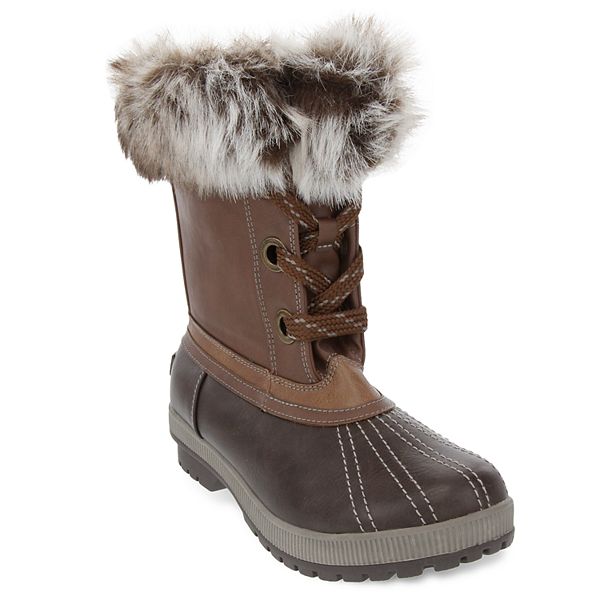 London Fog Milly Women's Waterproof Winter Duck Boots - Cognac (6)