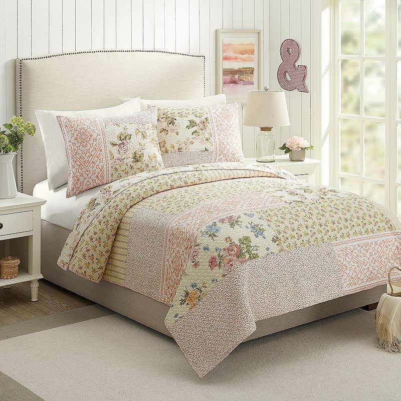 Mary Janes Home Sweet Blooms Quilt or Sham, Pink, King