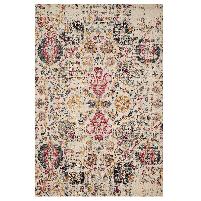 Loloi II Nadia Ivory Multi Accent or Area Rug, Multicolor, 8X11 Ft