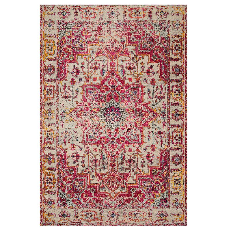 Loloi II Nadia Ivory Pink Accent or Area Rug, 8X11 Ft