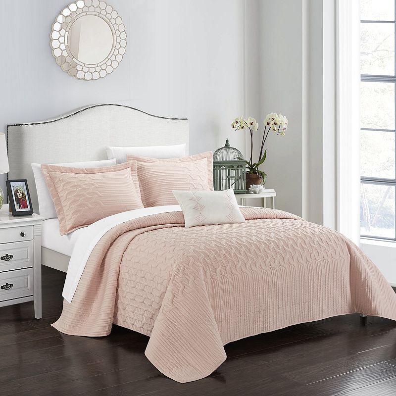 49891129 Chic Home Shalya Quilt Set, Pink, Full/Queen sku 49891129