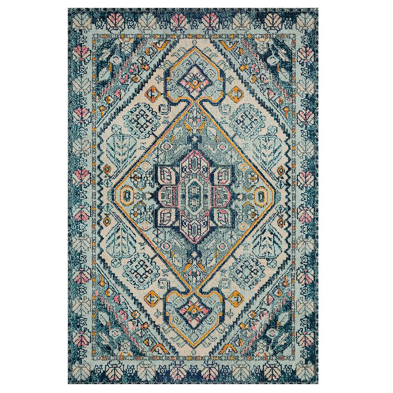 Loloi II Nadia Aqua Navy Accent or Area Rug, Blue, 8X11 Ft