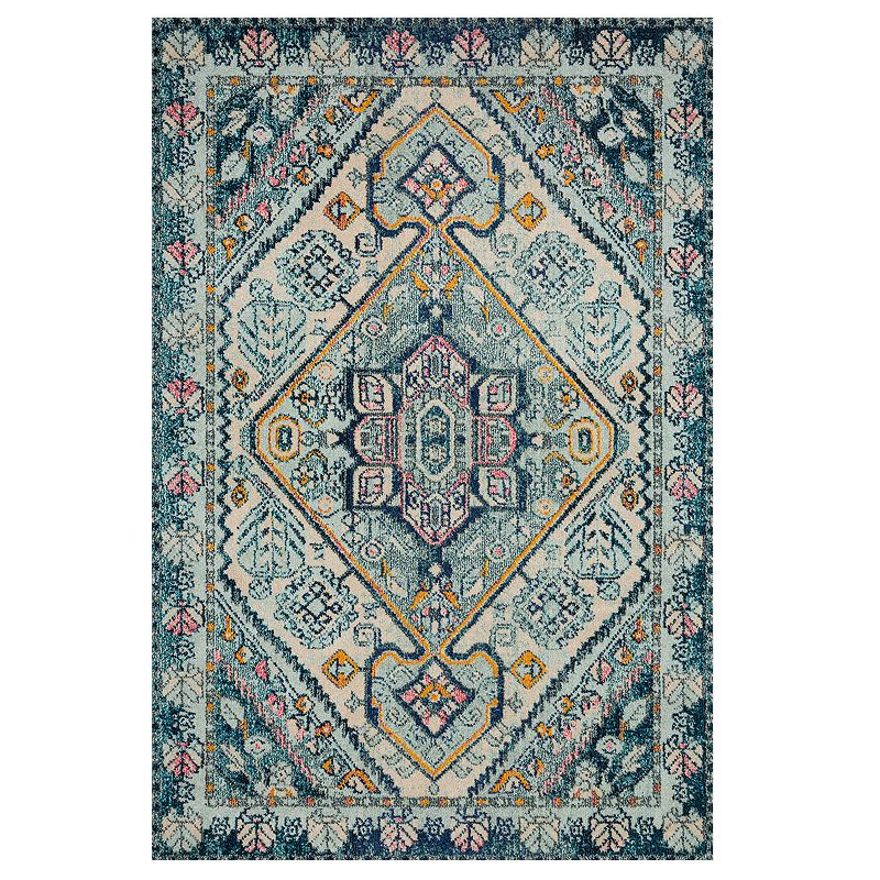 Loloi II Nadia Aqua Navy Accent or Area Rug, Blue, 8X11 Ft